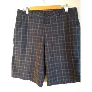 Men's Black Plaid CHAMPION Flat Front Dress Shorts Size 36